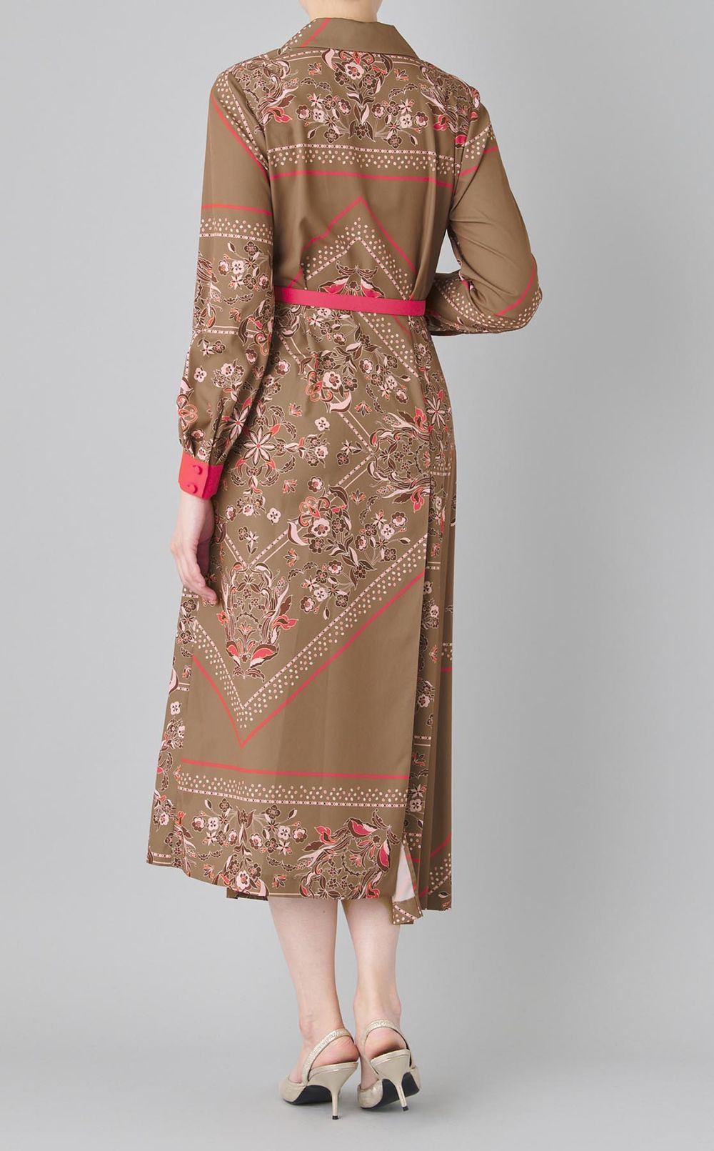 スカーフプリントプリーツワンピース