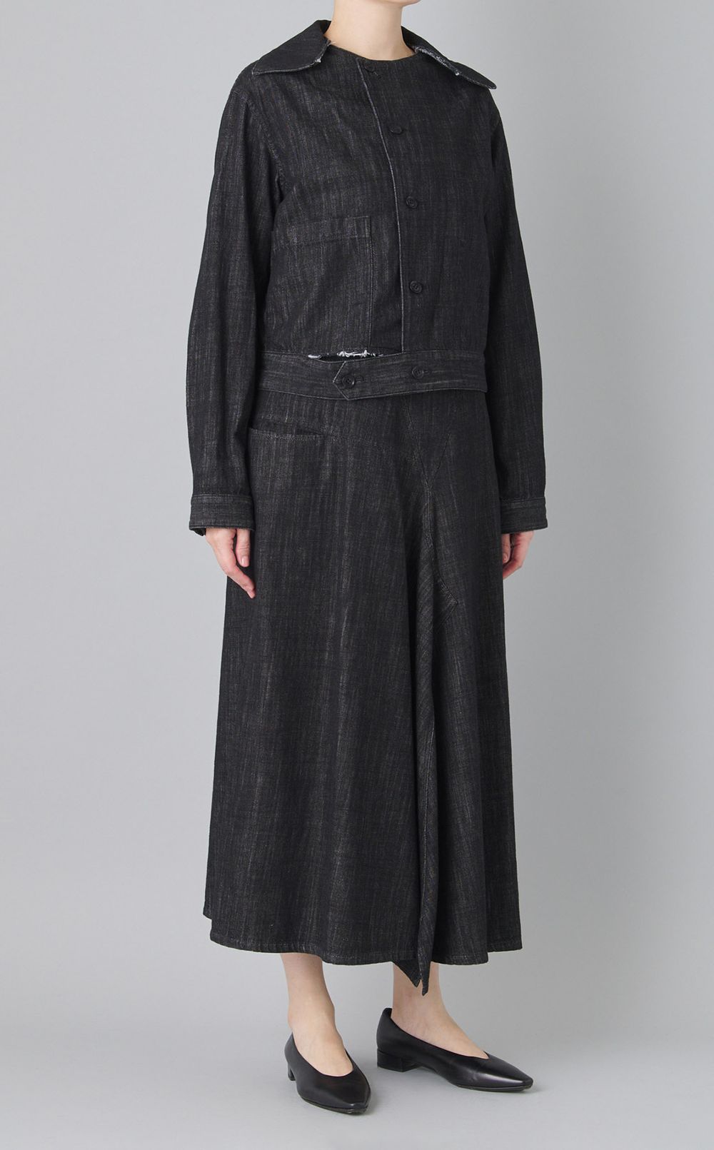 ウォッシュドデニムフレアスカー卜