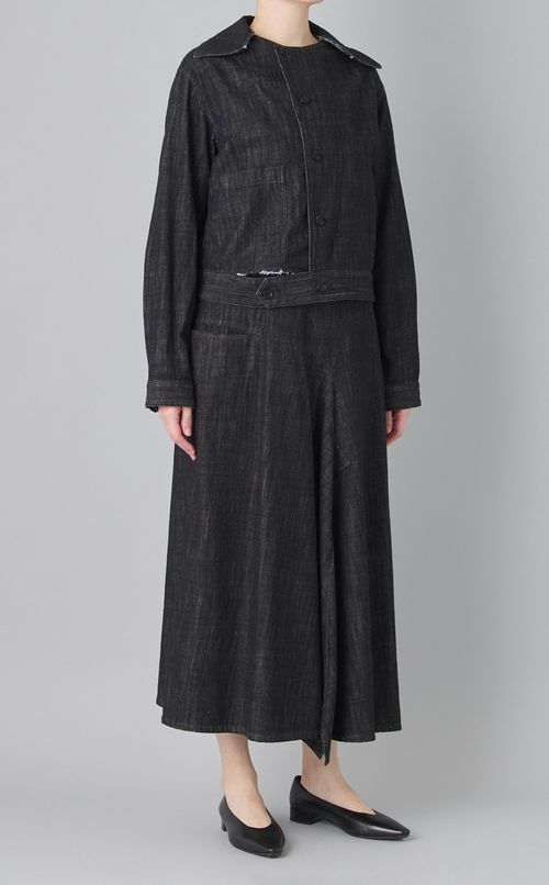 ウォッシュドデニムフレアスカー卜