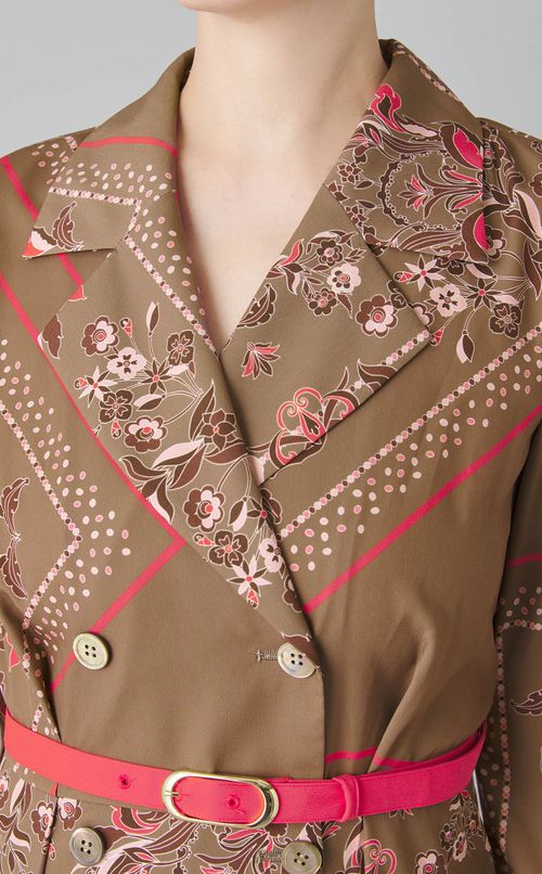 スカーフプリントプリーツワンピース