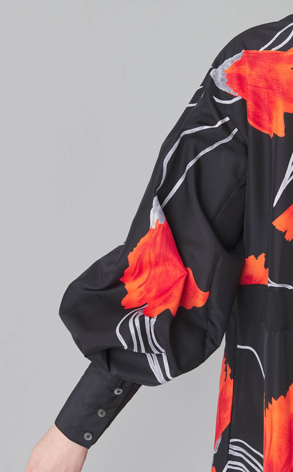 フラワープリントシャツワンピース