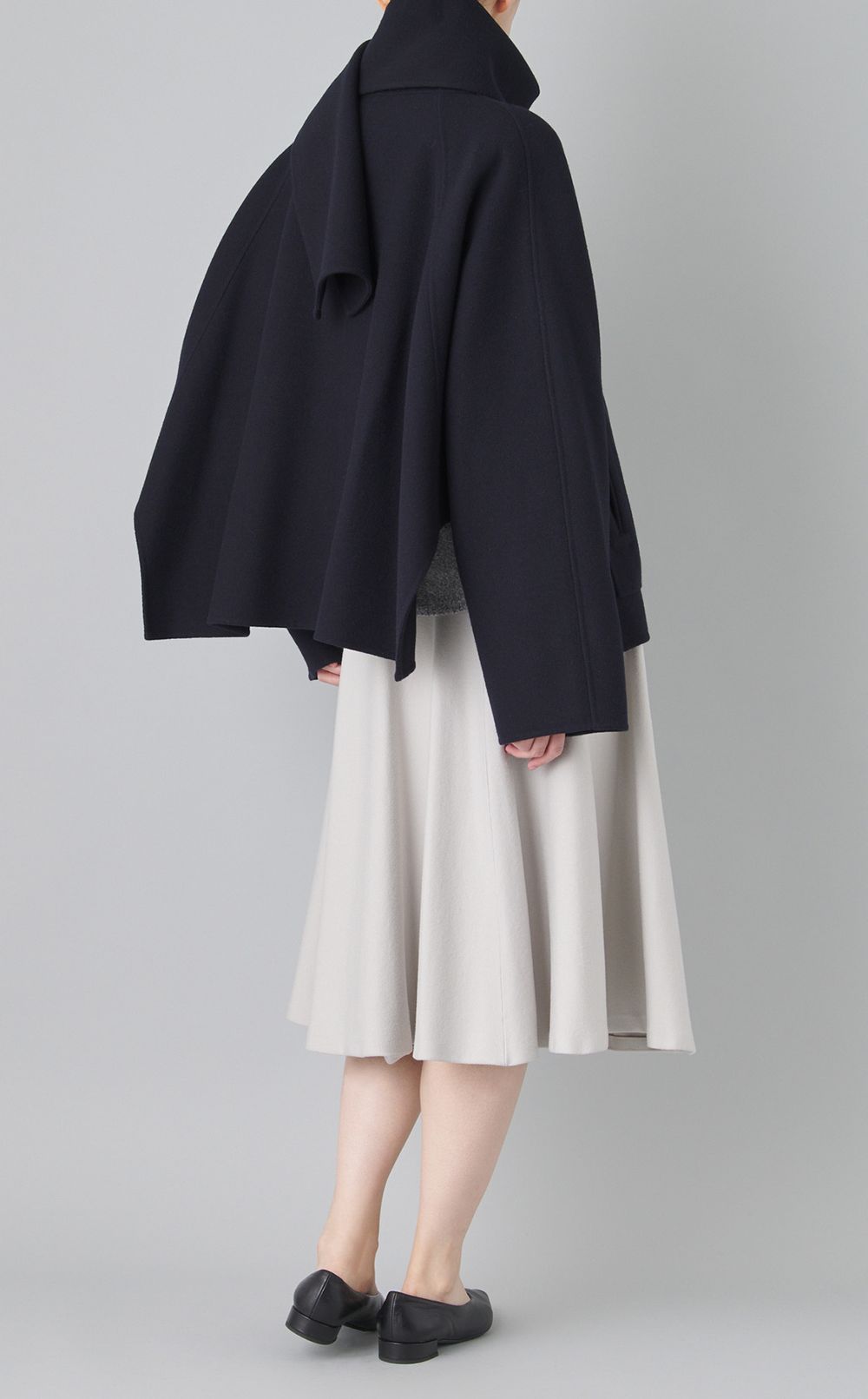 ストール付きポンチョショートコート