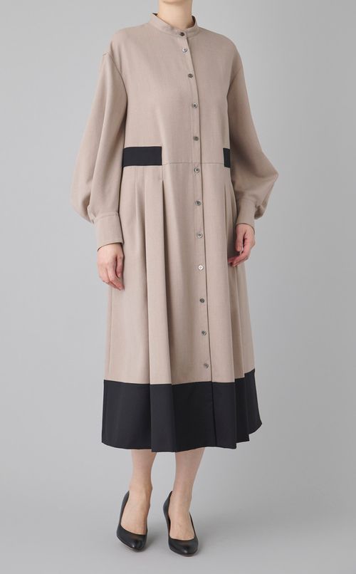 ツイルバイカラーロングワンピース