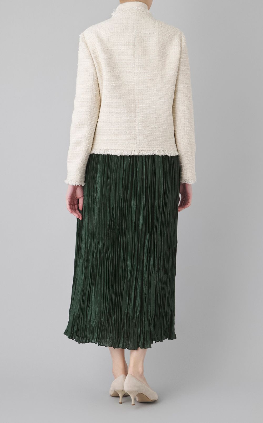 ノーカラーツイードジャケット