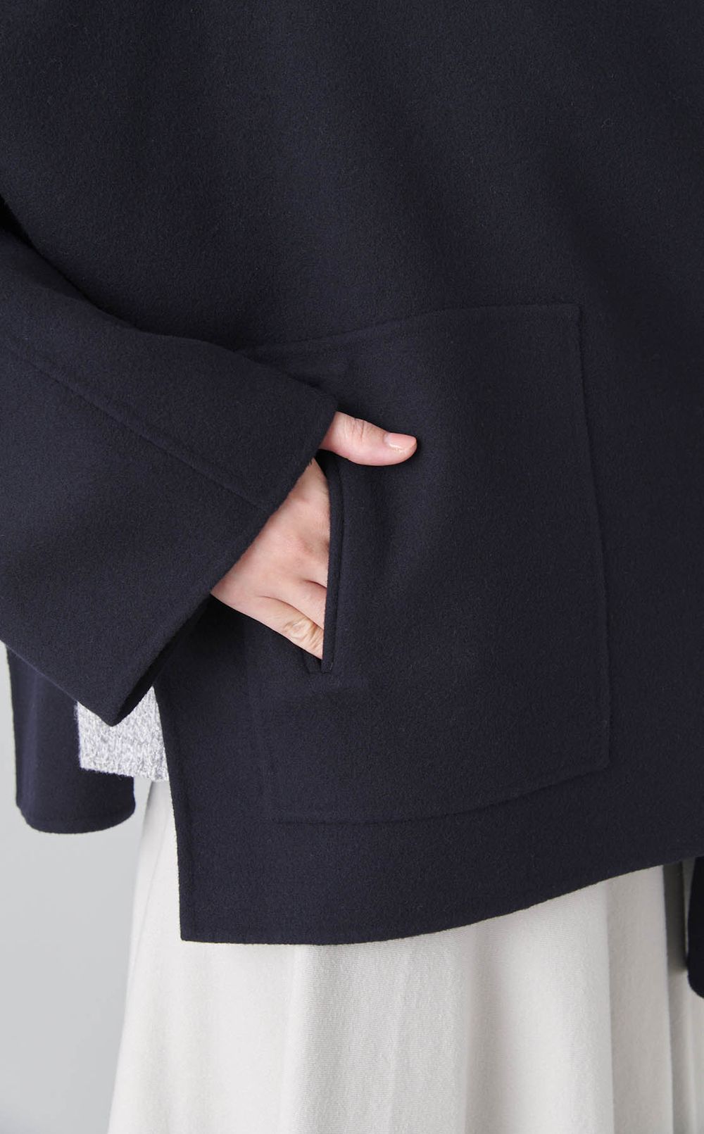 ストール付きポンチョショートコート