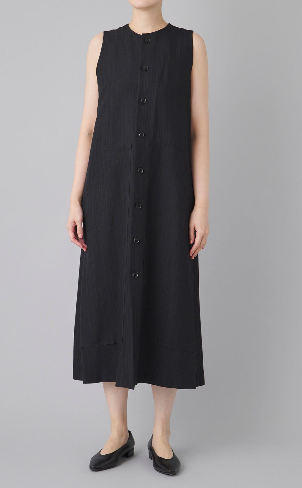 ツイードストライプ前開きワンピース