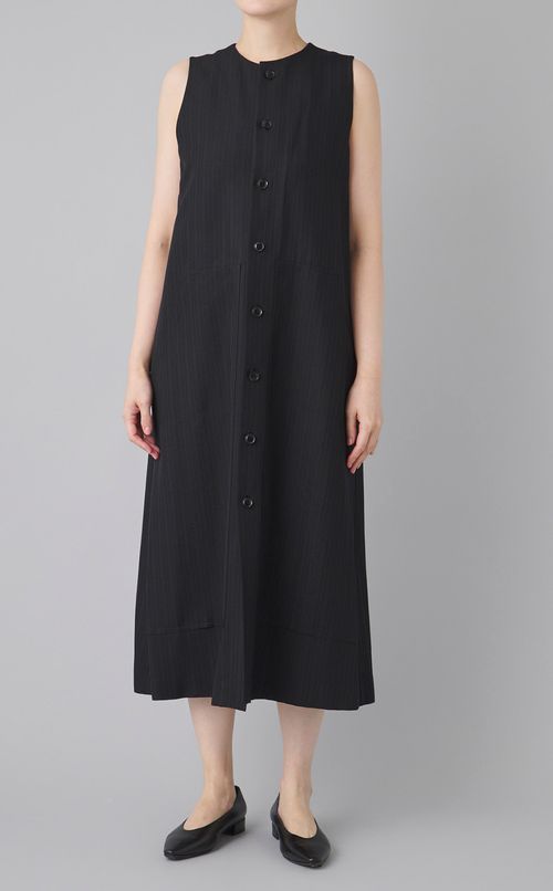 ツイードストライプ前開きワンピース