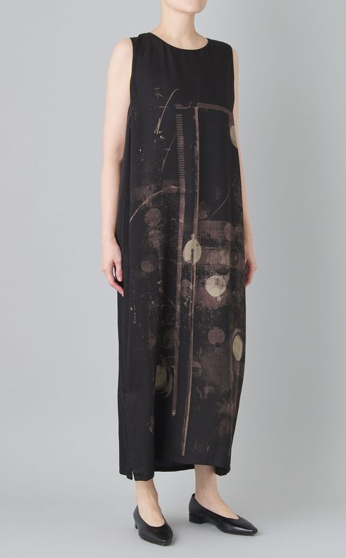 ダンガリーツイルドットプリントワンピース