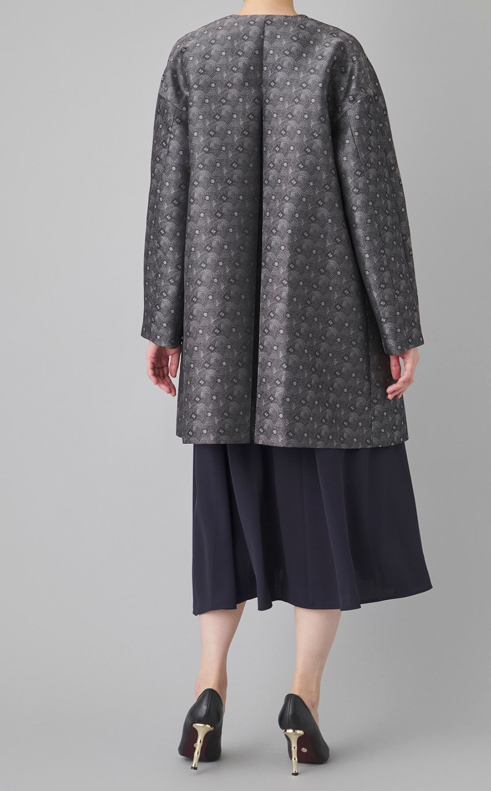 ジャガードノーカラーコート