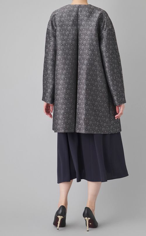 ジャガードノーカラーコート