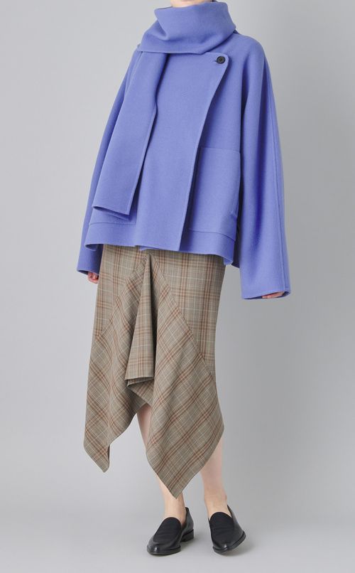 ストール付きポンチョショートコート