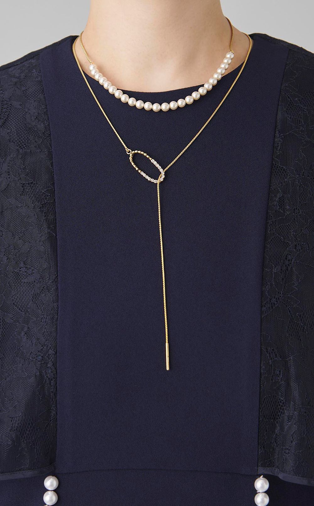 カットスチールパールラリエット