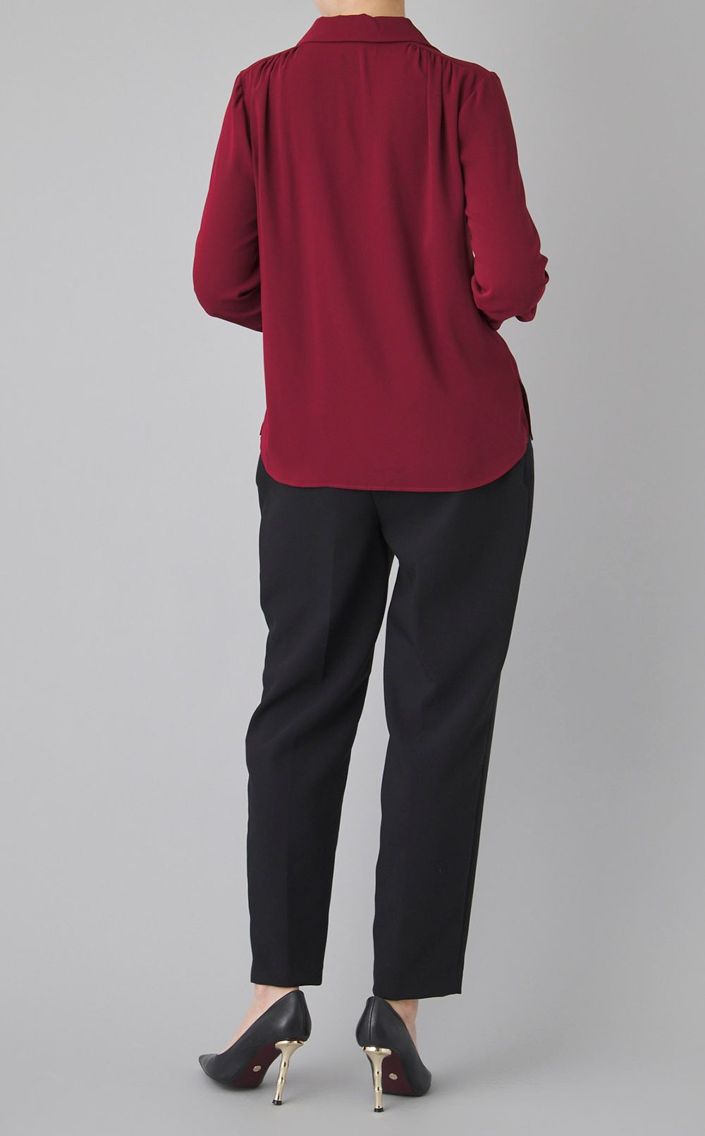 マットサテンダブルブレストブラウス