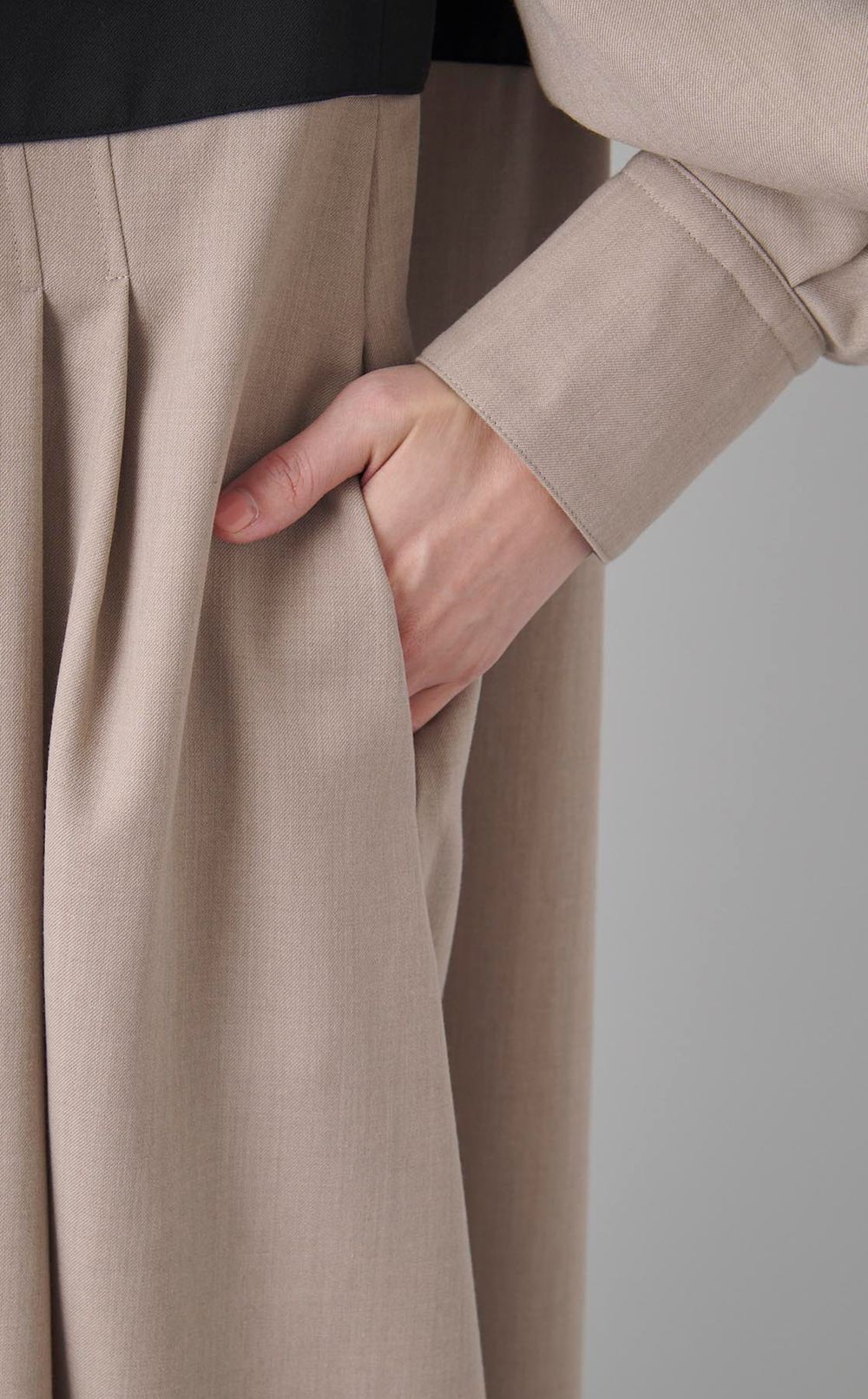 ツイルバイカラーロングワンピース