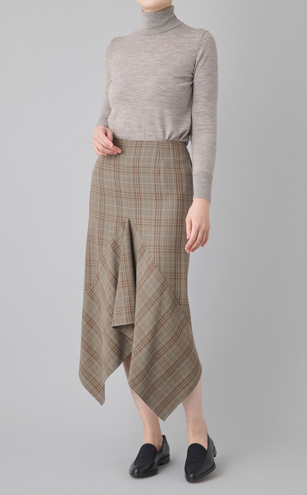 チェックウールラッフルスカート