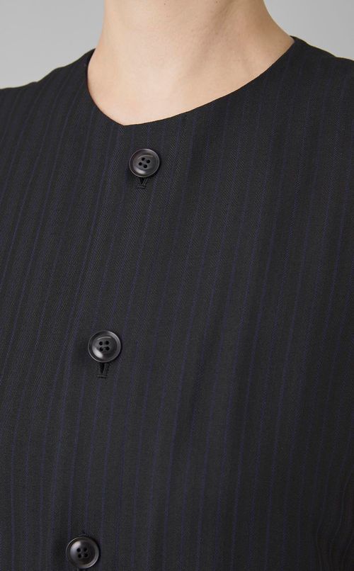 ツイードストライプ前開きワンピース