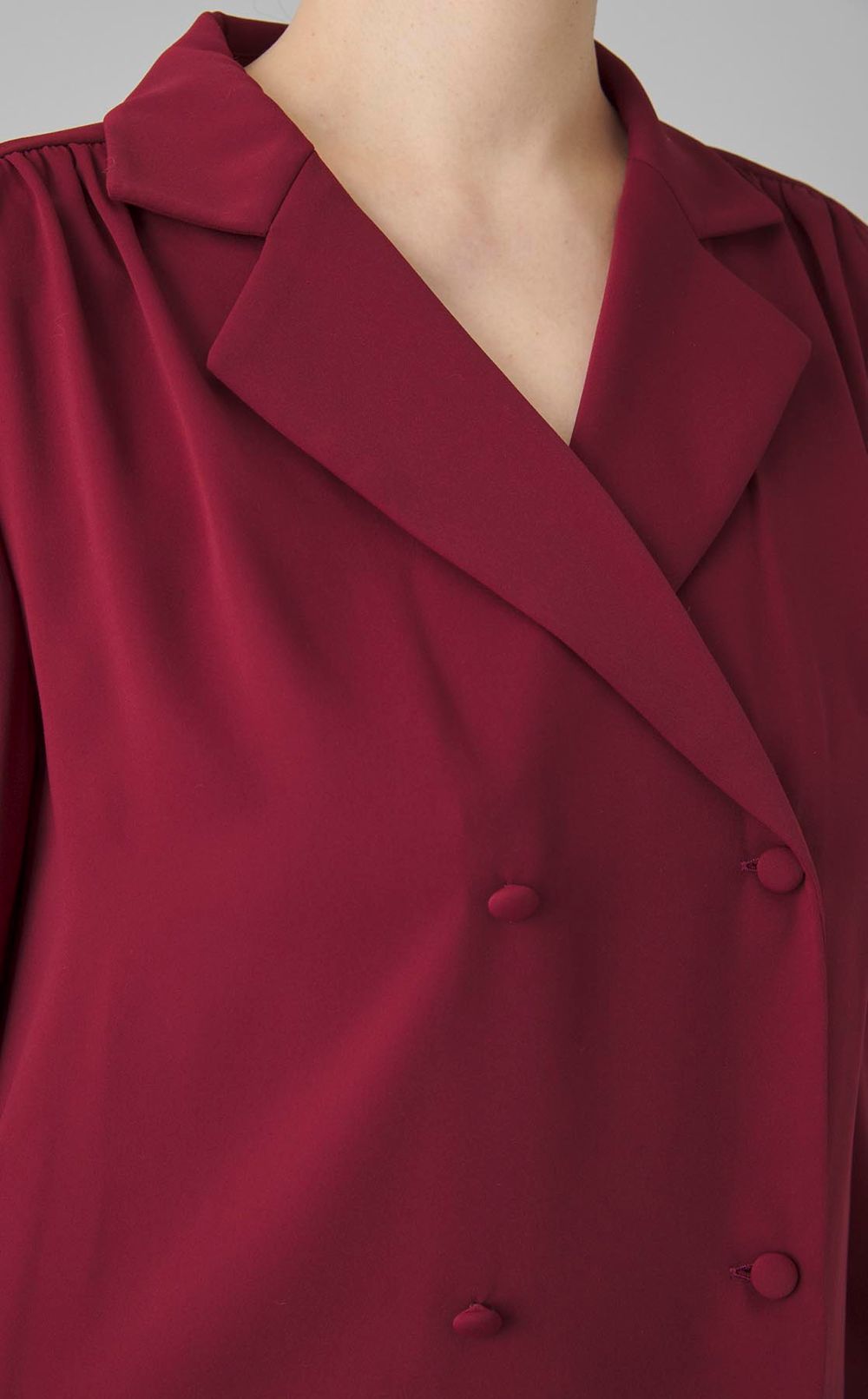 マットサテンダブルブレストブラウス