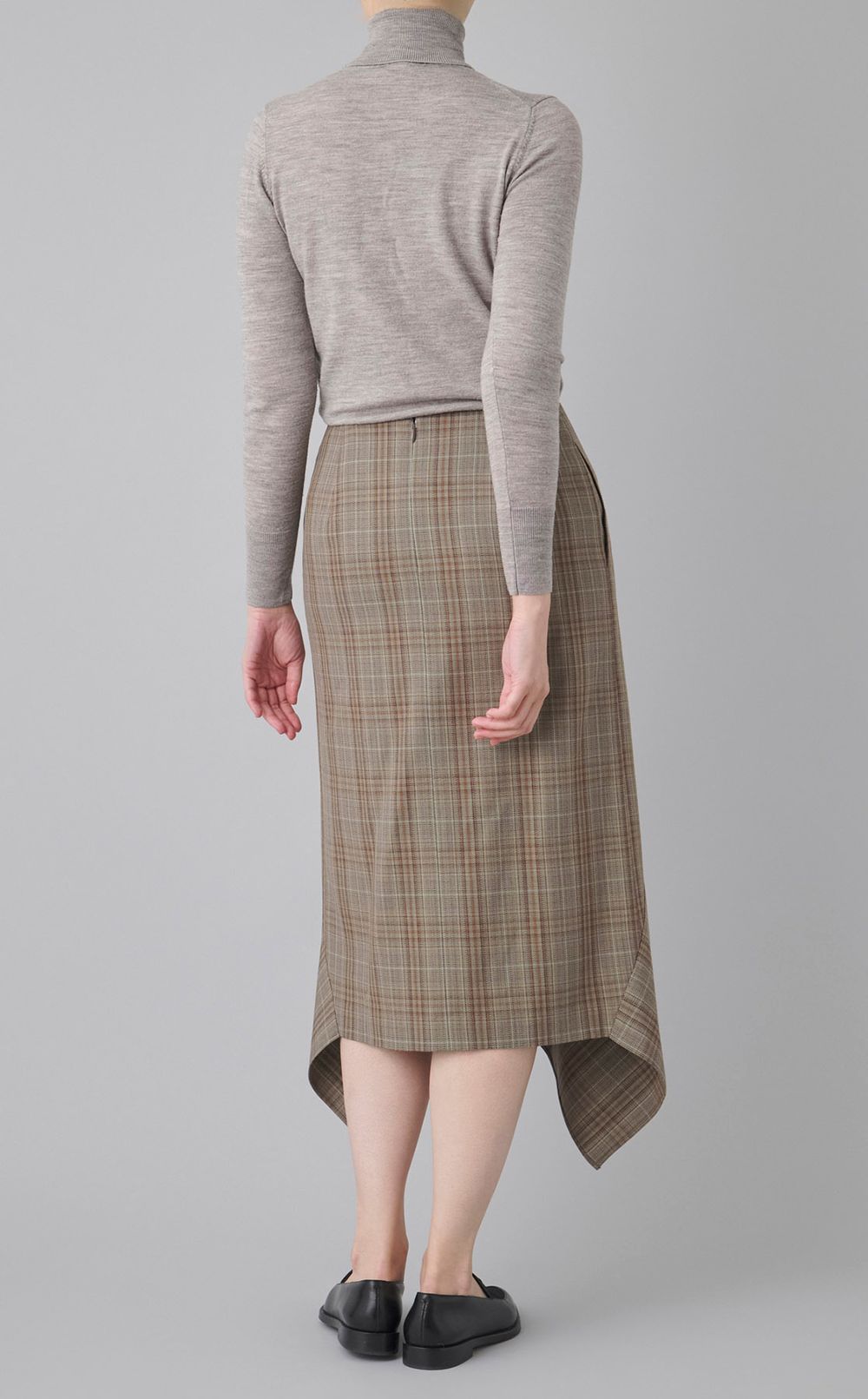 チェックウールラッフルスカート