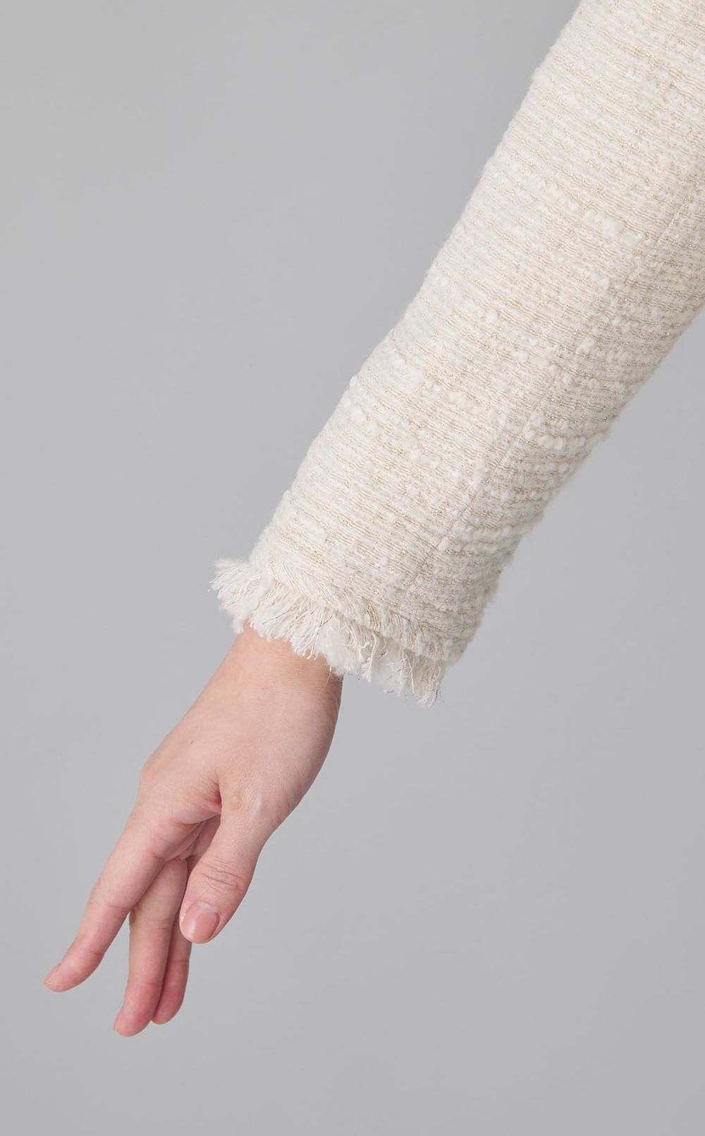 ノーカラーツイードジャケット