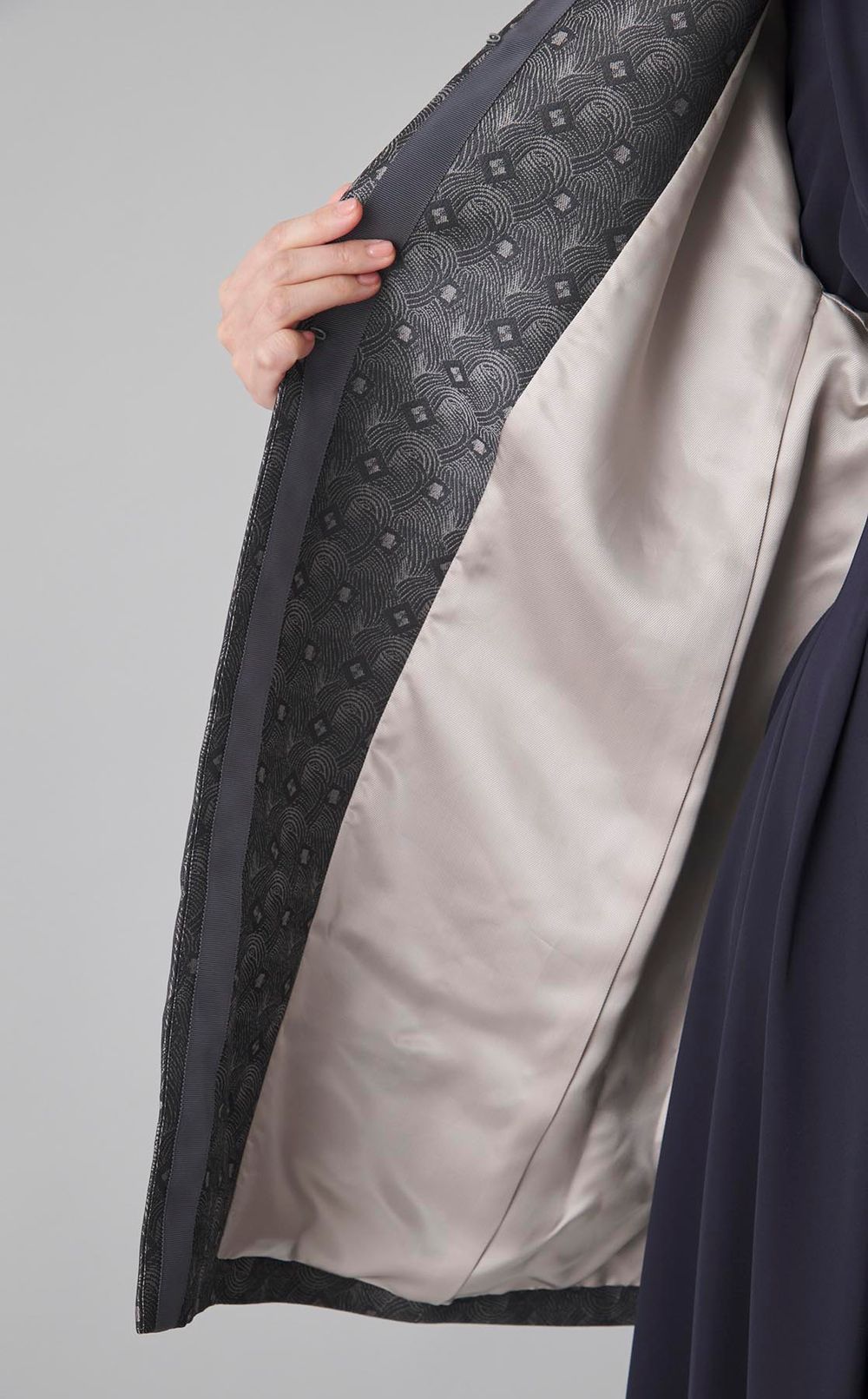 ジャガードノーカラーコート