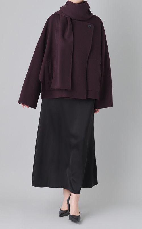 ストール付きポンチョショートコート