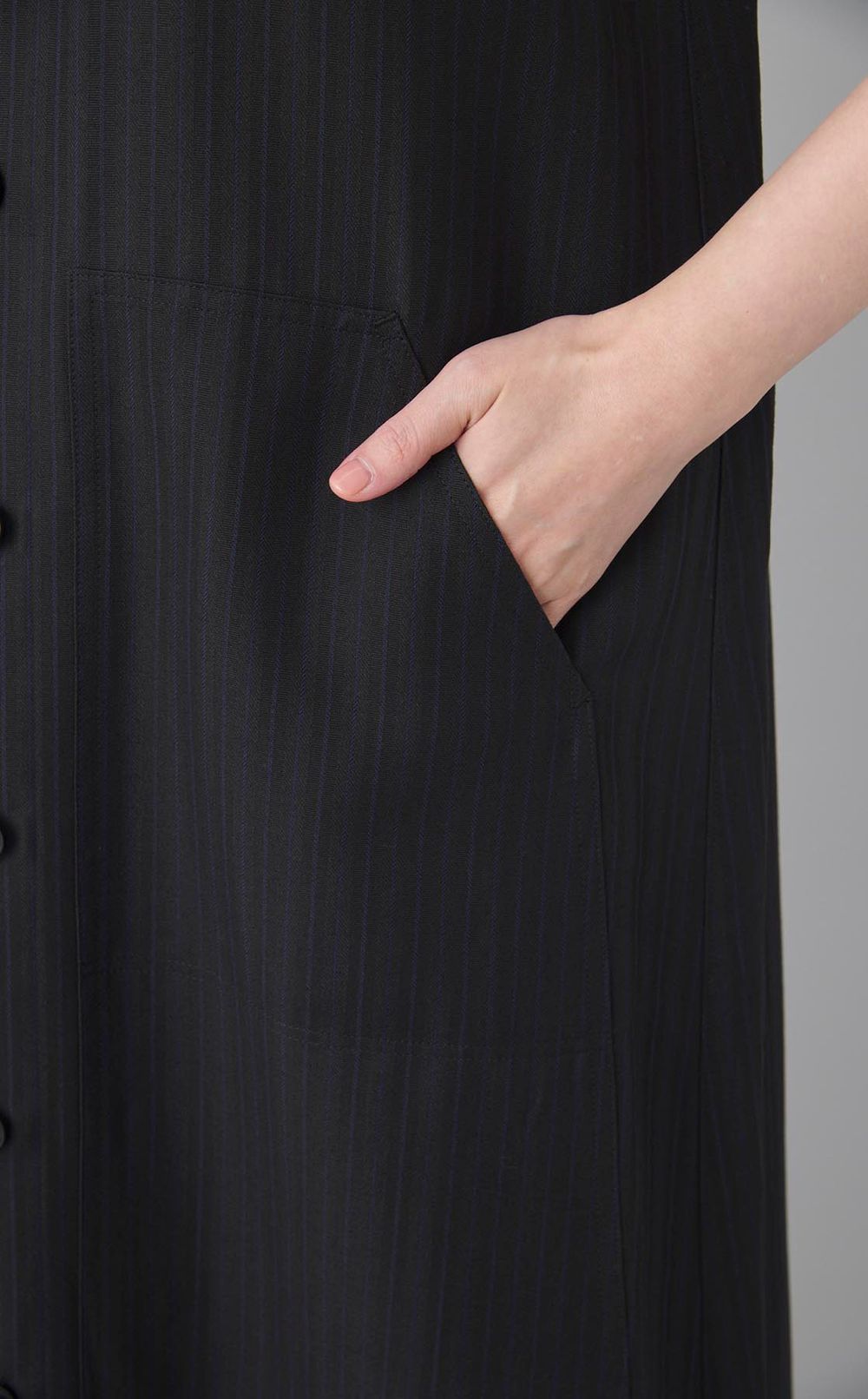 ツイードストライプ前開きワンピース