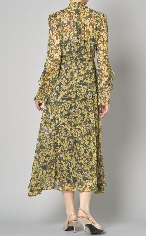 プリントボウタイシフォンワンピース