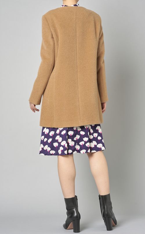 アルパカウールノーカラーコート