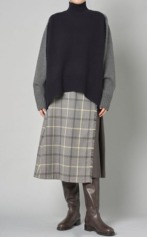 チェックキルトラップスカート