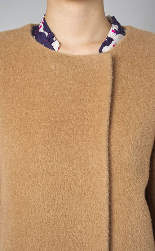 アルパカウールノーカラーコート