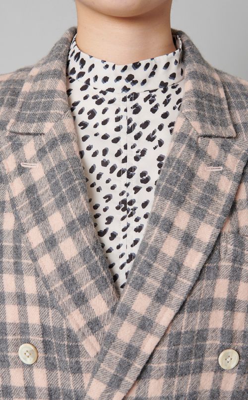 ウールチェックダブルコート