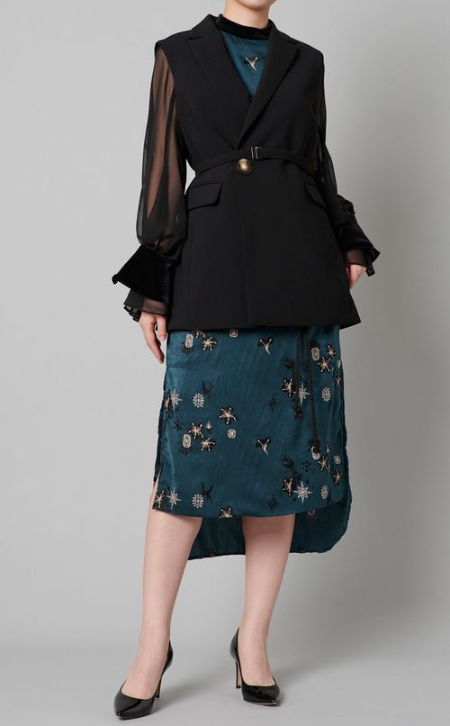 シアースリーブエンブロイダリードレス