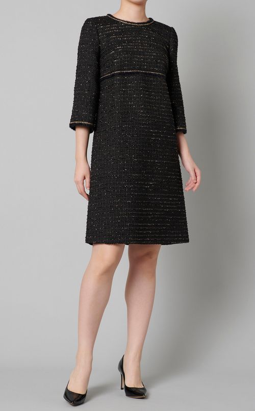 ラメツイードクルーネックワンピース