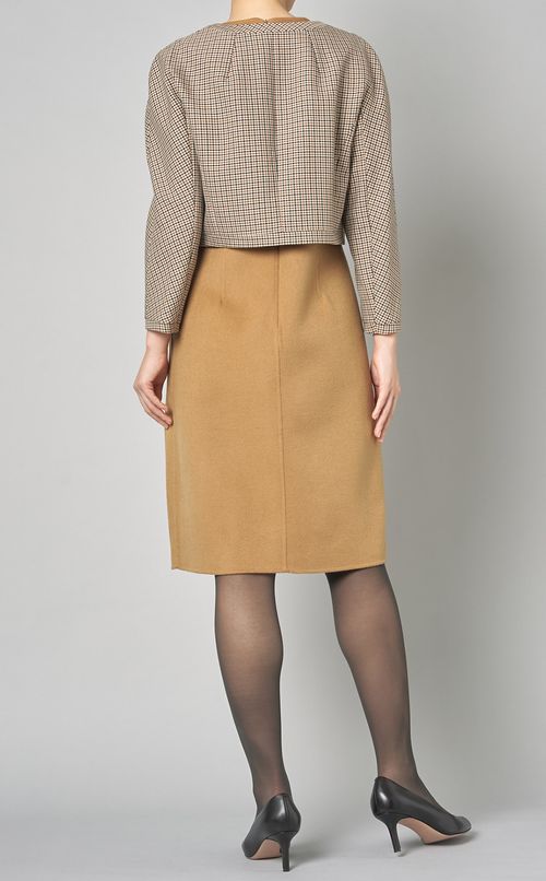 ウールグレンチェックノーカラージャケット