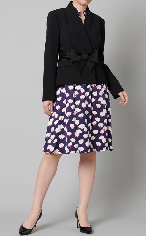 クレープウエストマークリボンジャケット