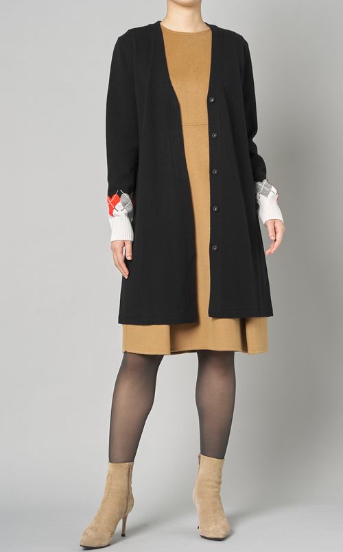 ウールアーガイルロングカーディガン