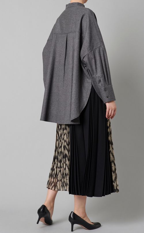 ウールスタンドネックワイドシャツ