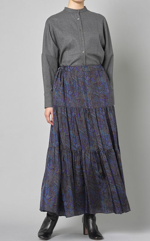 ウールスタンドネックワイドシャツ