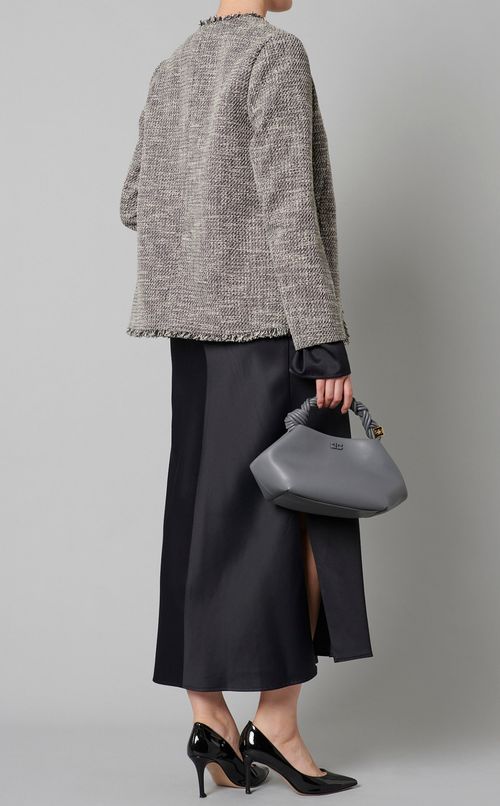 ツイードVネックノーカラージャケット