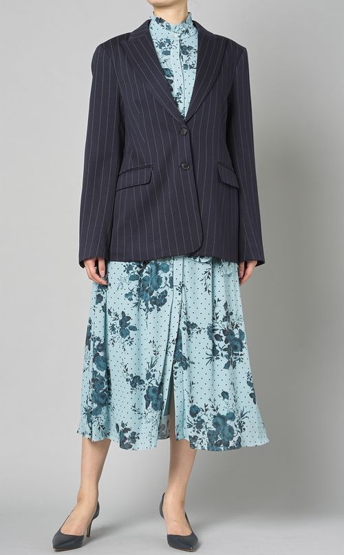 ラッフルディテールプリントワンピース