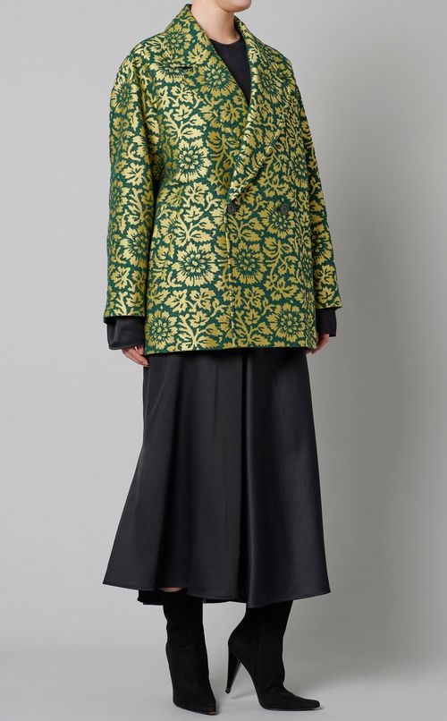 フラワーパターンローブレストPコート