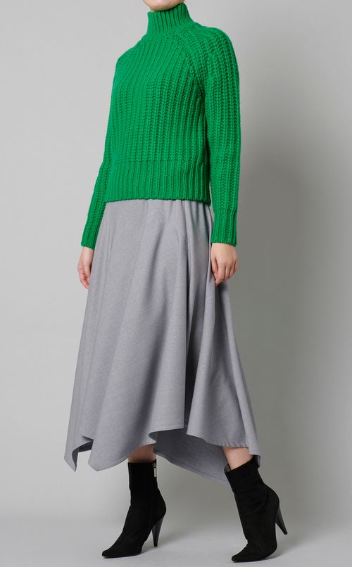 ウールリブハイネックニット