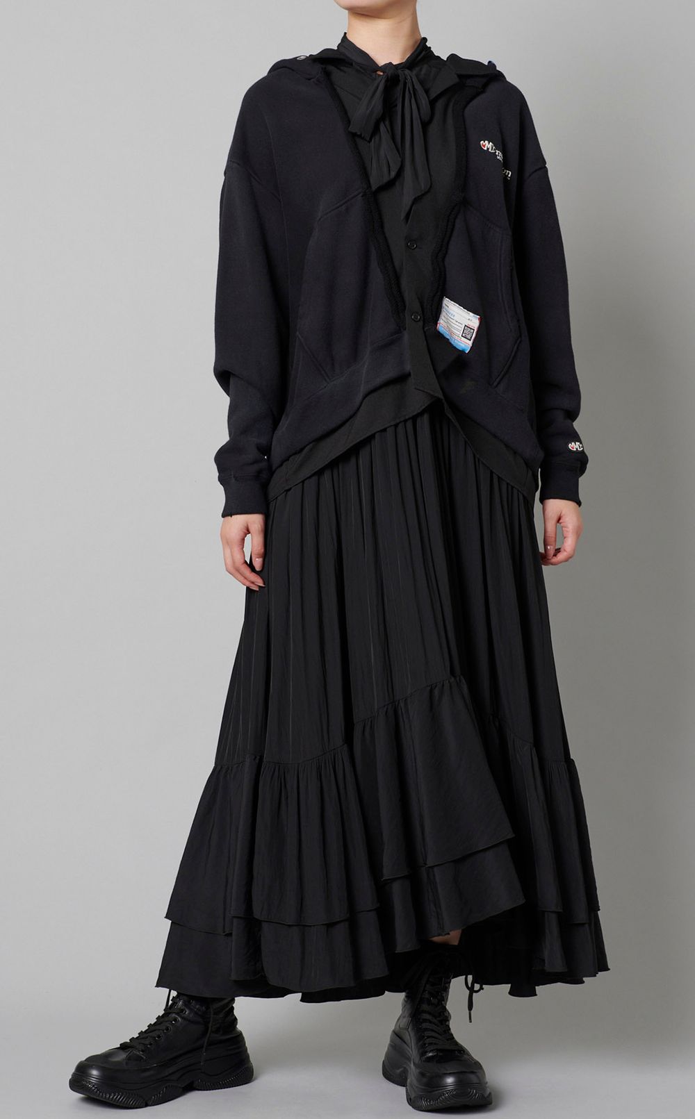 トリプルレイヤードフーディー Maison MIHARA YASUHIRO ブラック Maison MIHARA YASUHIRO|トリプルレイヤードフーディワンピース