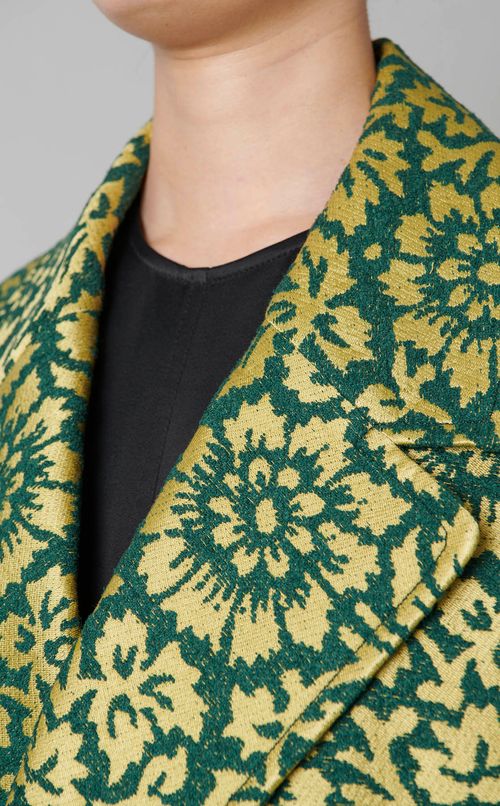 フラワーパターンローブレストPコート