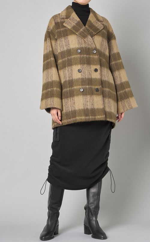 アルパカシャギーチェックコート