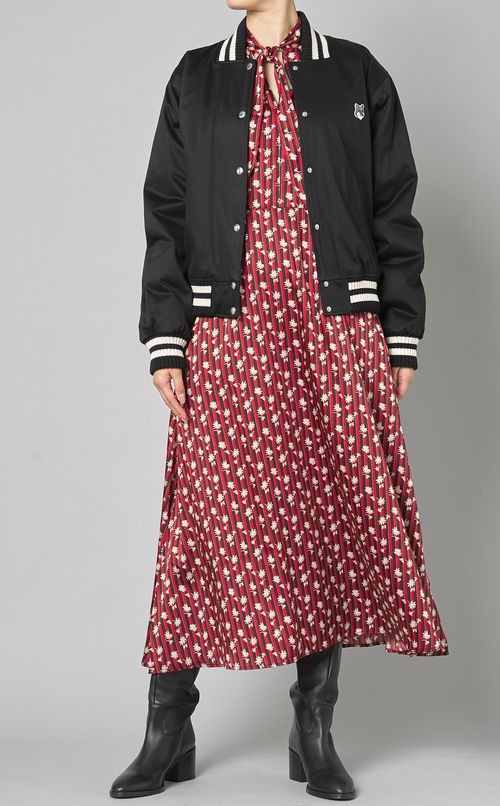 フラワープリントボウタイロングドレス