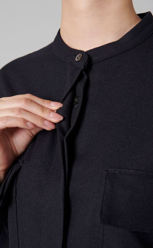 ウールスタンドネックシャツワンピース