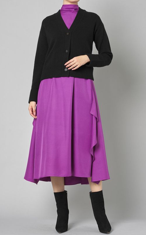 ウールVネックボクシーカーディガン