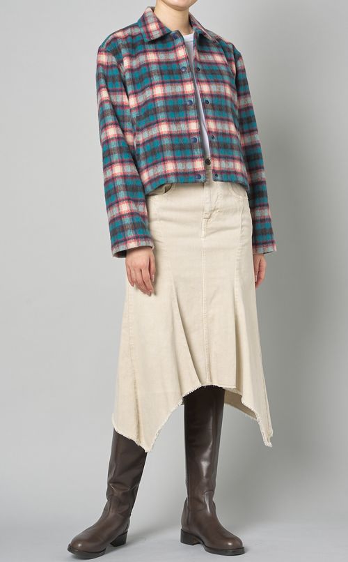 デニムパッチワークフレアスカート