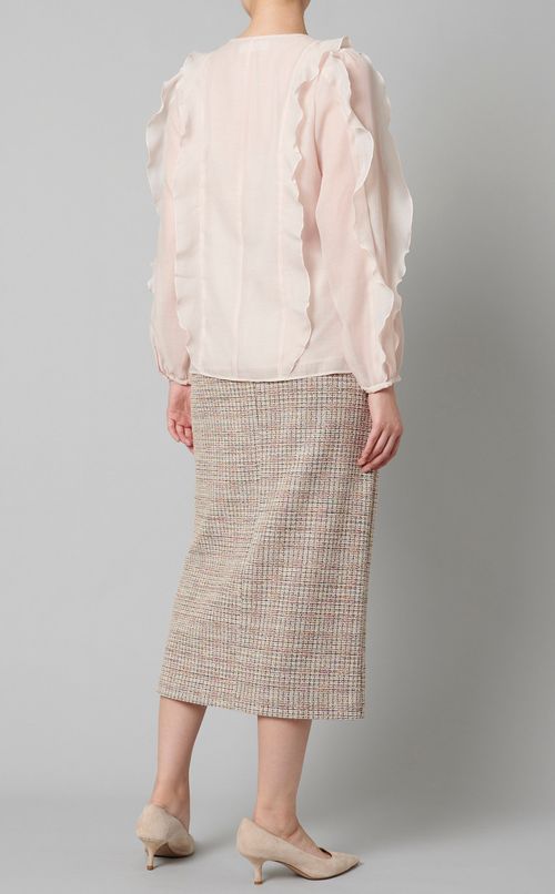 フリルシアーノーカラーブラウス